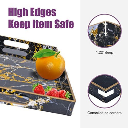 Gifturbo Black Serving Tray,Marble Decorative Serving Trays with