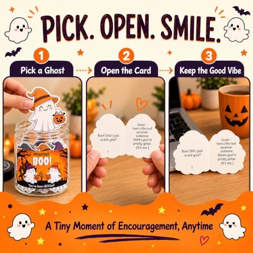 Positive Boo Jar, Emotional Support Ghosts, Halloween Boo Basket