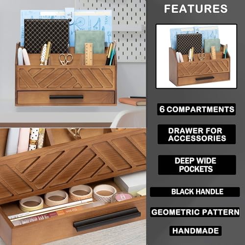 Desk Organizer with Drawer, Countertop Bill Mail Organizer and File