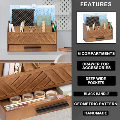 Desk Organizer with Drawer, Countertop Bill Mail Organizer and File