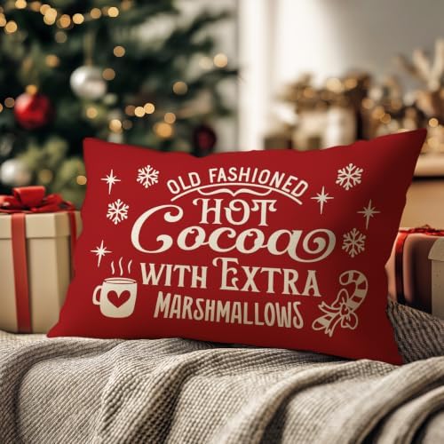 Fahrendom Christmas Pillow Cover 12x20 Old Fashioned Hot Cocoa