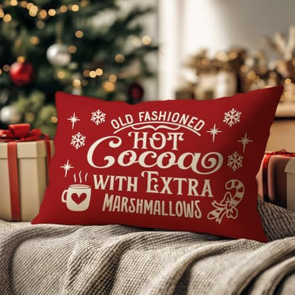 Fahrendom Christmas Pillow Cover 12x20 Old Fashioned Hot Cocoa