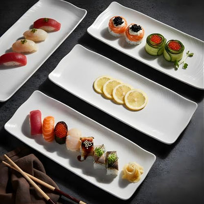 TP 16" Melamine Serving Platters Set of 3, White Rectangular Trays