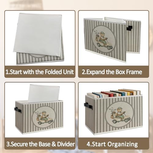 Vintage Bear Golf Nursery Foldable Storage Bins Box with Handles
