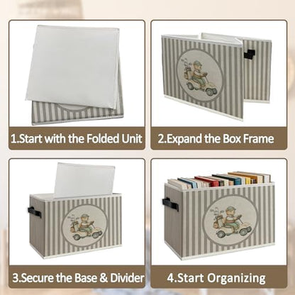 Vintage Bear Golf Nursery Foldable Storage Bins Box with Handles