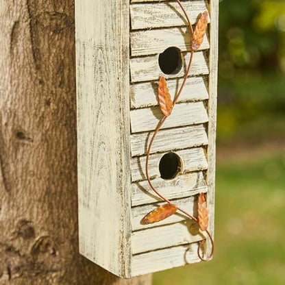 Glitzhome 18" H Hanging Birdhouse Washed White Distressed Solid Wood