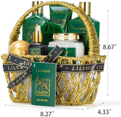Eucalyptus Spa Bath Gifts Set, 9Pcs Premium Spa Gift Basket for Women
