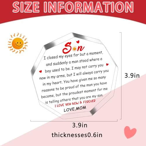 To My Son Gifts for Son from Mom I Love You Acrylic Desk Plaque