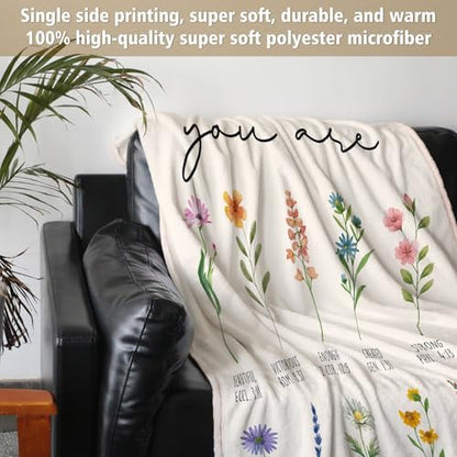 Christian Gifts for Women Birthday, Christian Blanket with Flowers