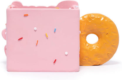 ZAWUU Donut Shaped Organizer - Cute Pink Resin Donut Worry, Be Happy Multi-Use Holder for Pens, Makeup Brushes, Utensils, and More – Perfect Desk or Kitchen Accessory Gift