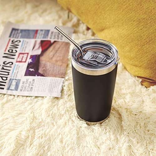 COMOOO 20oz Black Tumbler 4 Pack Stainless Steel Insulated Travel Mug