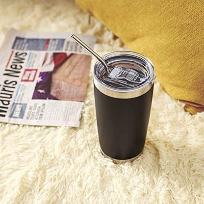 COMOOO 20oz Black Tumbler 4 Pack Stainless Steel Insulated Travel Mug
