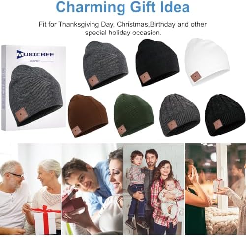 beanie Bluetooth, MUSICBEE Bluetooth V5.2 Wireless Knit Winter Cap, 30
