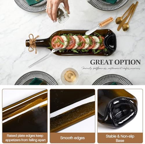Bokon 1 Pcs Wine Gifts Melted Serving Tray, Brown, Wine Bottle