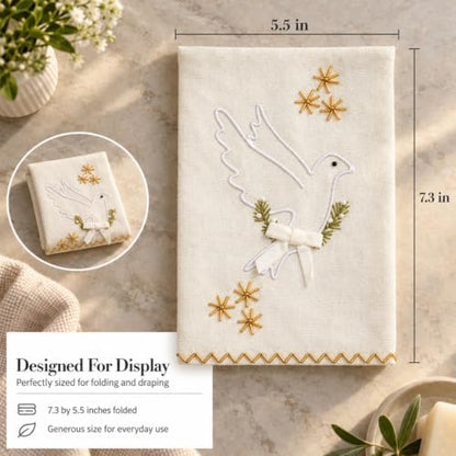 Mud Pie Dove Embroidered Decorative Bar Towel, Decorative Kitchen &