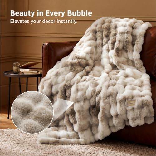 Bedsure Fluffy Bubble Faux Fur Throw XL Blanket, 50"x70", Tie-dye