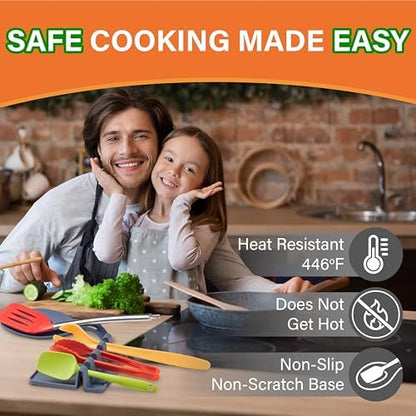 Silicone Spoon Rest for Stove Top, Set of 2, XL 9.2 Inch, DISHWASHER