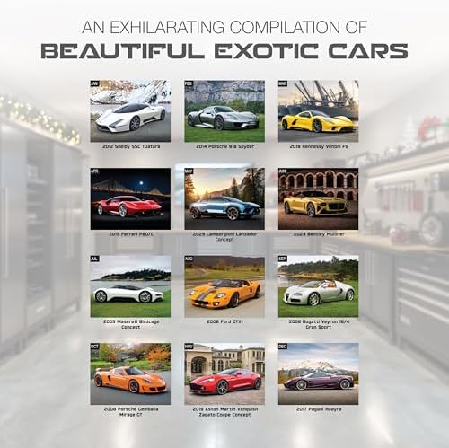 RED EMBER Exotic Cars 2026 Wall Calendar 12 Month | 12" x 24" Open