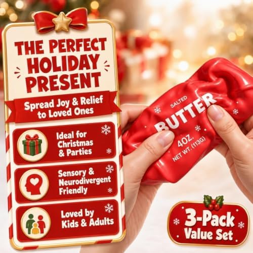 3PCS Christmas Crunchy Butter Squishy Pack, ASMR Fidget Sensory Toys