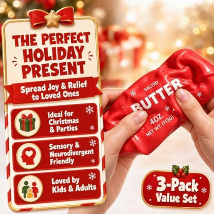 3PCS Christmas Crunchy Butter Squishy Pack, ASMR Fidget Sensory Toys