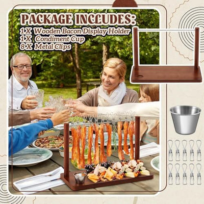 Acacia Wood 15.8 x 7.2 x 10.6 Inches Bacon Display Rack Wooden Bacon