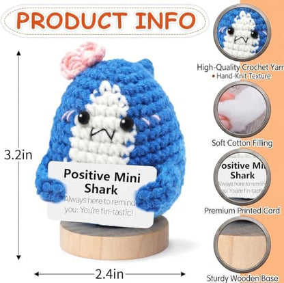 Crochet Shark Plush with Affirmation Card