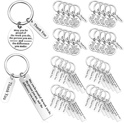 32 Pcs Thank You Gifts Keychain Bulk Employee Appreciation Keychain