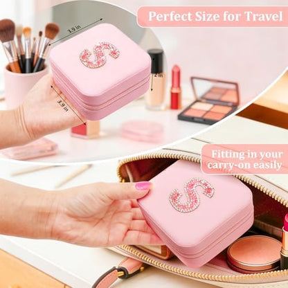 Initial Personalized Travel Jewelry Box Case Small For Girls Kids
