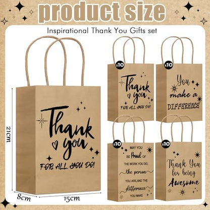 Gueevin 40 Thank You Employee Gift Bags,Appreciation,Kraft Color