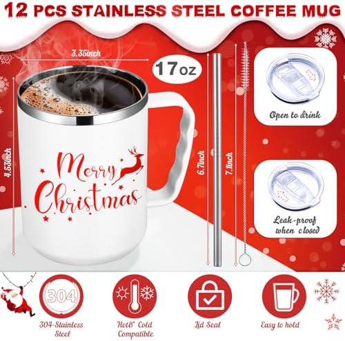 Umigy 12 Pcs Christmas Coffee Mug Bulk 17oz Employee Appreciation Gift