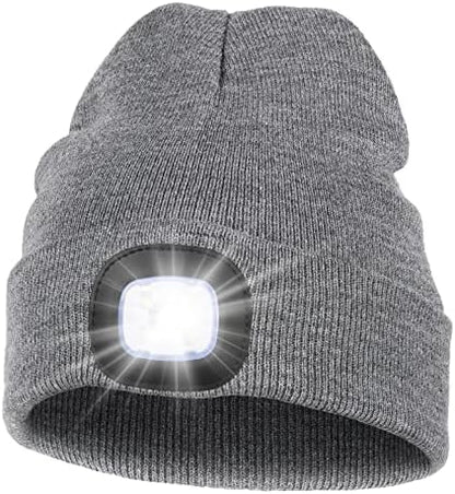 MELASA Unisex Beanie with The Light Hands Free Winter Beanie Gifts for