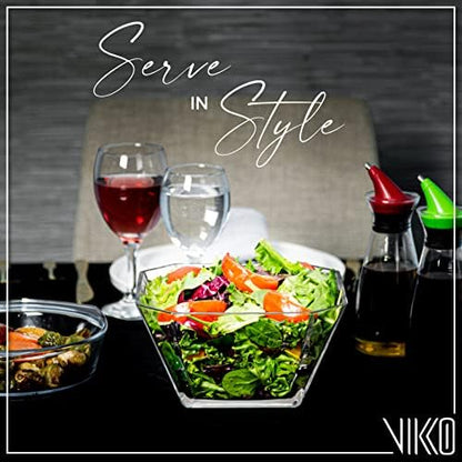 Vikko Glass Salad Bowls, Thick Glass Square Bowls for Snacks, Serving