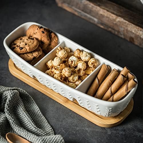 Miamolo Condiment Bowls Divided Serving Tray, Chip and Dip Bowl for