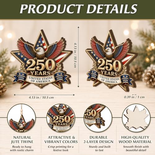 250 Years United States of America Ornament 2026 - Patriotic Bald