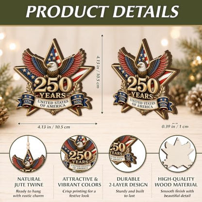 250 Years United States of America Ornament 2026 - Patriotic Bald