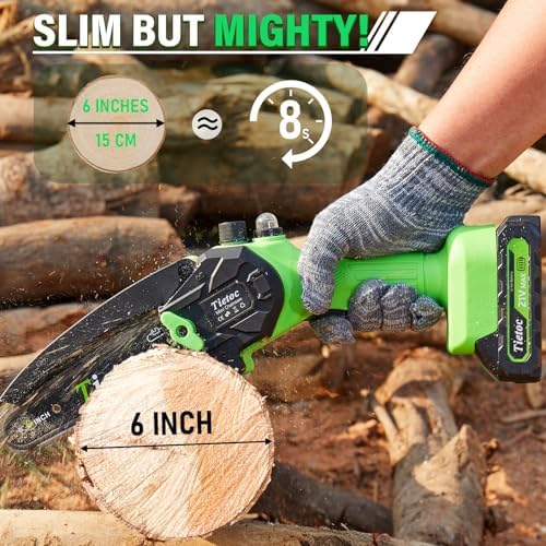 Tietoc Chainsaw 6 Inch Mini Electric Chainsaw Cordless Battery
