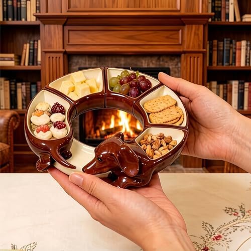 Dachshund Design 5 Section Storage Dish,Divided Serving Tray, for Home