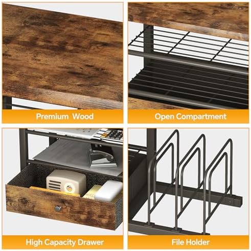 Homeiju Wood Desk Organizer with Drawers, Desk File Organizer with 3
