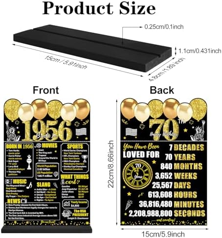 70th Birthday Decoration Acrylic Plaque Table Sign with Stand for Men