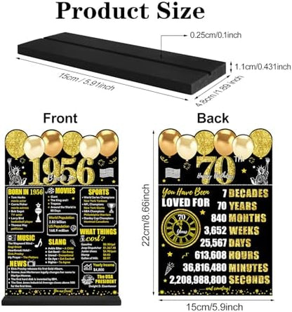 70th Birthday Decoration Acrylic Plaque Table Sign with Stand for Men
