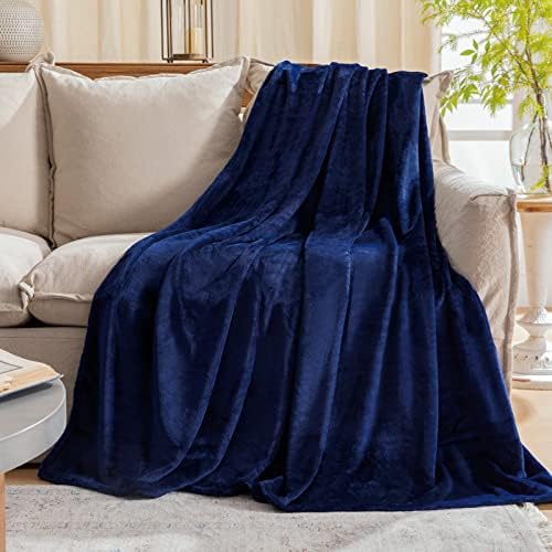 Fleece Plush Throw Blanket Navy Blue 50"x60"for Couch Fuzzy Cozy