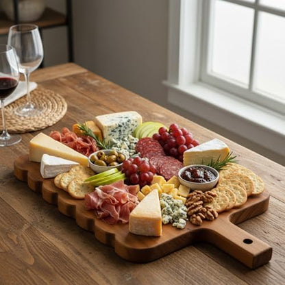 Novabright Scalloped Wood Cutting Board, Dark Brown Serving Tray