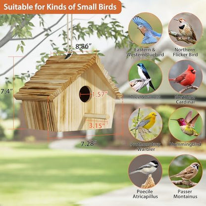 Auslar Bird Houses for Outside, Hanging Wooden Bluebird House for