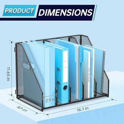 MINDEPOT Desk File Organizer Folder Holder with 5 Vertical for Office