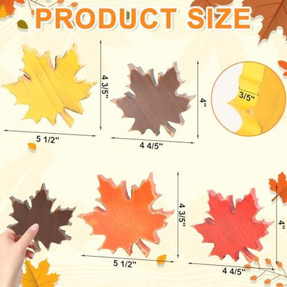 COCHIE 4 Vintage Fall Leaves Decorations Autumn Table Tiered Tray