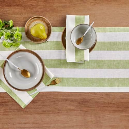 Solino Home 100% Pure Linen Table Runner, 14 x 36 in, Green, Cabana