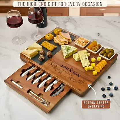 Personalized Charcuterie Board Set with Stainless Steel Knives