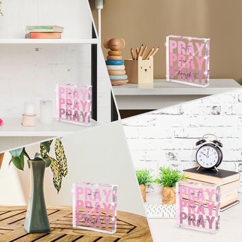 Pink Inspirational Decor Pray Over It Bible Verse Wall Art Christian