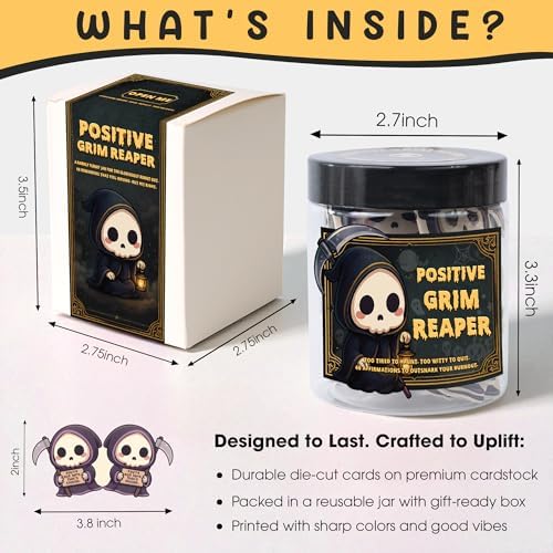 Positive Grim Reaper Jar - Emotional Support Grim Reaper- 60 Dark