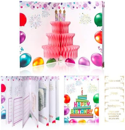 Happy Birthday Gift Card Book, Cash Money Gifts Cards Booklet -White
